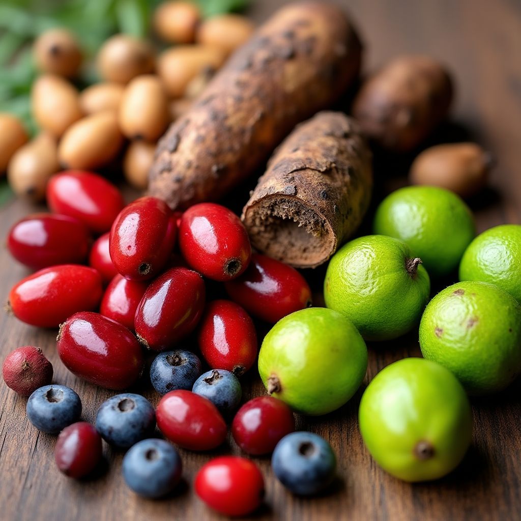 Collection of traditional bush tucker ingredients